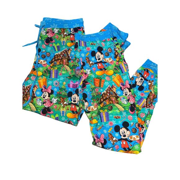 NWT Bad & Bamboojee Disney Christmas Joggers Mickey Minnie Gingerbread Sz. Small - Picture 11 of 11